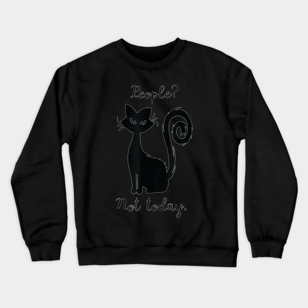 Black Cute Cat Funny Saying No People Oday Nope Halloween Crewneck Sweatshirt by Mum and dogs